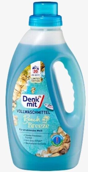 Denkmit mazgāšanas līdzeklis baltai veļai Beach Breeze, pret veļas pelēkumu, 30 mazg.reizēm